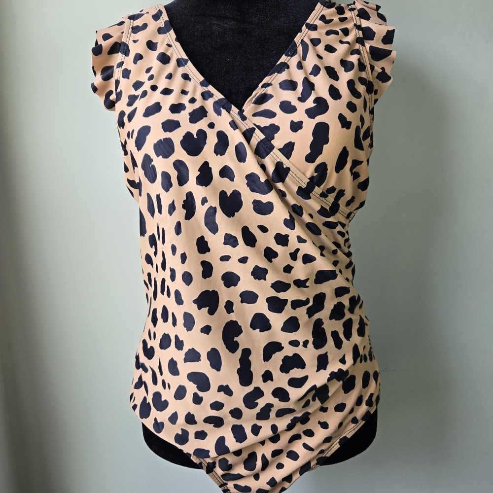 Wild Side Body Suit Leopard One Piece Swim Layering Y2k Large